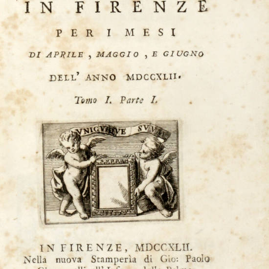 GIORNALE DE' LETTERATI pubblicato in Firenze (poi) in Pisa. Tomo I, p. I (1742)-Tomo VII, p. III (1759), Tomo I, n.s. (1771)-Tomo XIV (1774). GIORNALE DE' LETTERATI pubblicato in Firenze (poi) in Pisa. Tomo I, p. I (1742)-Tomo VII, p. III (1759), Tomo I, n.s. (1771)-Tomo XIV (1774).