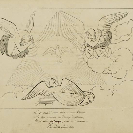 La Divina Commedia di Dante Alighieri, cioè l’Inferno, il Purgatorio, ed il Paradiso. Composto da Giovanni Flaxman scultore inglese, e tratto dall’incisione di Tommaso Piroli romano da Francesco Vason l’anno 1838. (Segue: ) N.7 tavole fatte sulla i La Divina Commedia di Dante Alighieri, cioè l’Inferno, il Purgatorio, ed il Paradiso. Composto da Giovanni Flaxman scultore inglese, e tratto dall’incisione di Tommaso Piroli romano da Francesco Vason l’anno 1838. (Segue: ) N.7 tavole fatte sulla i