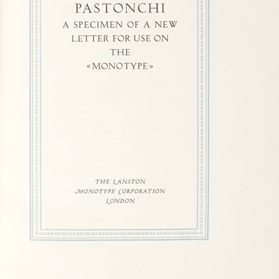 A Specimen of a new Letter for Use on the "Monotype".