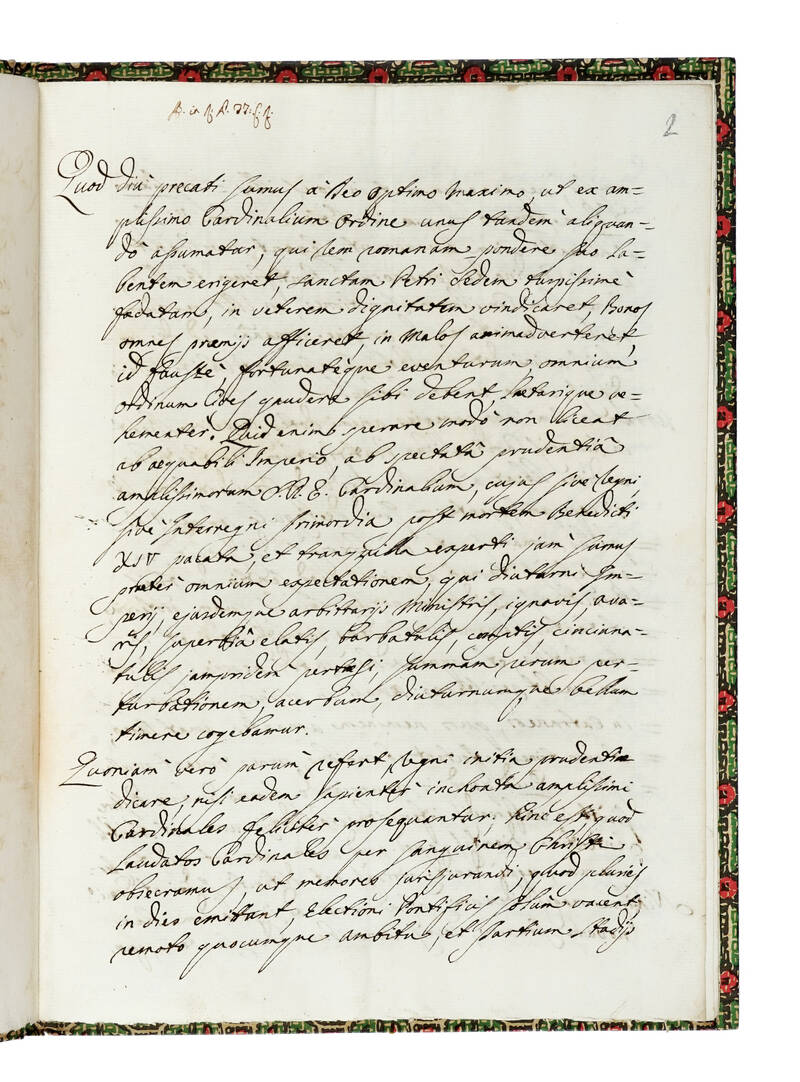Lettera d'avvertimento scritta all'Emi Card. li esistenti nel Conclave sopra l'elezione del Nuovo Pontefice l'anno 1758. Lettera d'avvertimento scritta all'Emi Card. li esistenti nel Conclave sopra l'elezione del Nuovo Pontefice l'anno 1758.