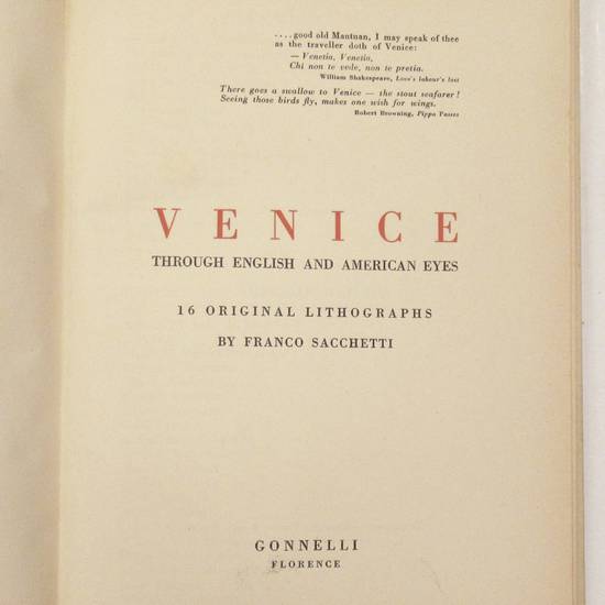 VENICE. Through English and American Eyes. 16 original Lithographs.