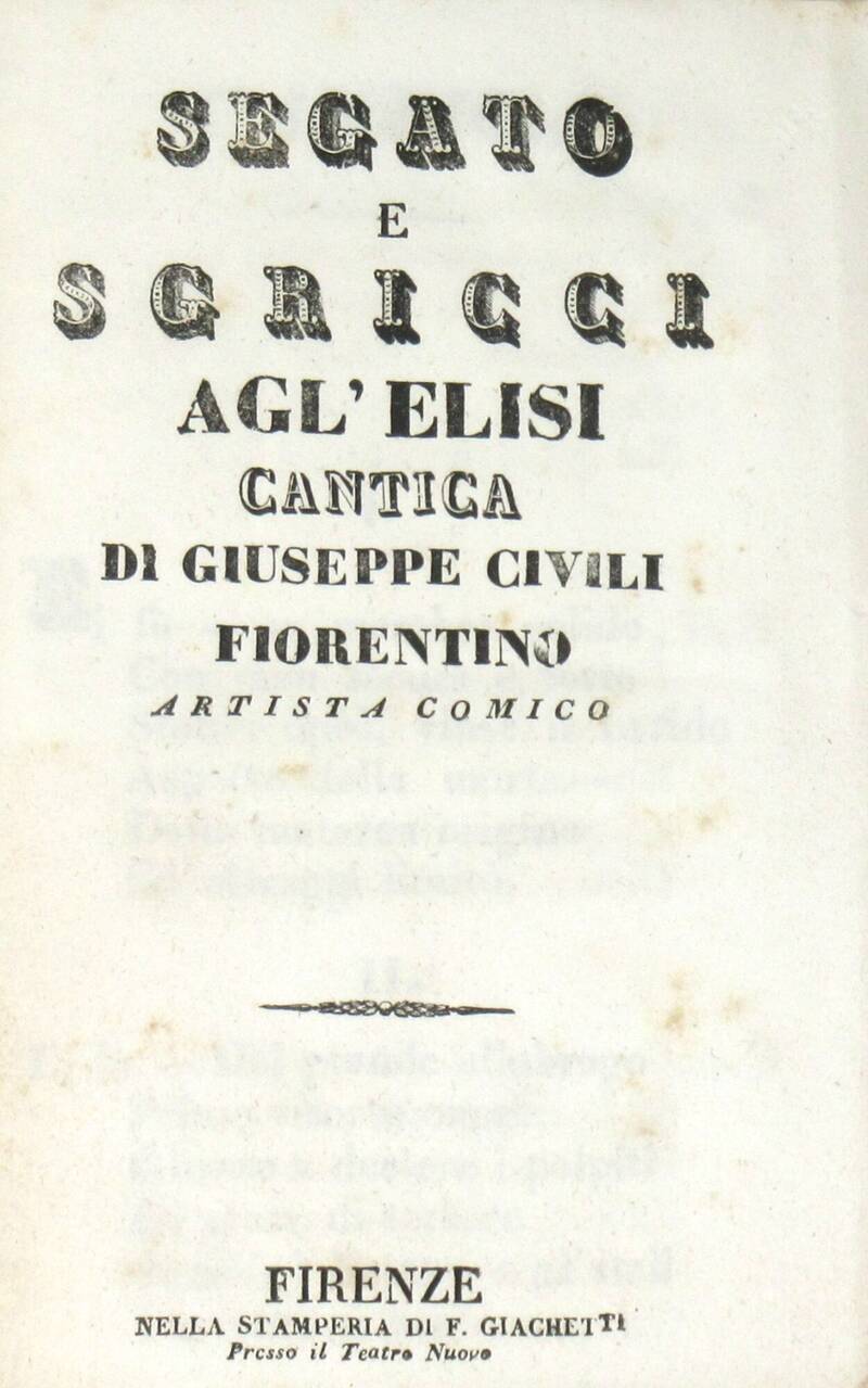 Segato e Sgricci. Cantica di...fiorentino, artista comico.