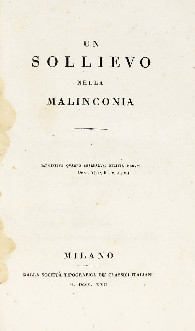 Un sollievo nella malinconia.