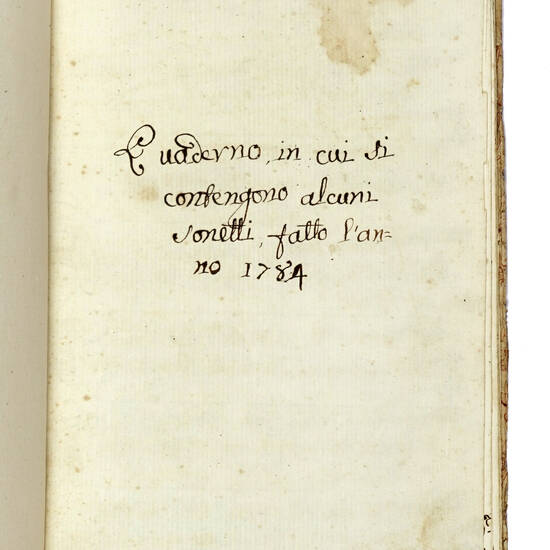 Quaderno, in cui si contengono alcuni sonetti, fatto l'anno 1784.