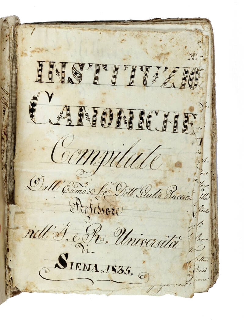 Instituzioni canoniche. Compilate dall'Ecc.mo Sig.re Dott.e Giulio Puccioni Professore nell'I. e R. Università di Siena. (Libri I-IV). Instituzioni canoniche. Compilate dall'Ecc.mo Sig.re Dott.e Giulio Puccioni Professore nell'I. e R. Università di Siena. (Libri I-IV).
