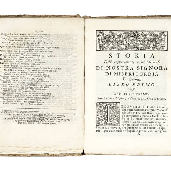 Storia dell'apparizione e de' miracoli di Nostraa Signora di Misericordia di Savona. Divisa in tre Libri.