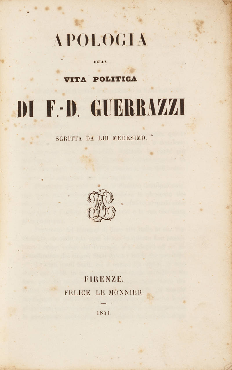 Apologia della vita politica, scritta da lui medesimo.