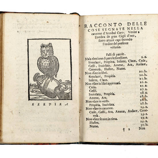 Apologia de gli Academici di Banchi di Roma, contra M. Lodovico Castelvetro da Modena, in forma d'uno spaccio di Maestro Pasquino, con alcune operette incluse, del Predella, del Buratto, di ser Iedocco. In difesa de la seguente canzone del Commendator Ann