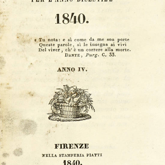 CALENDARIO (Il) CASENTINESE per l'anno 1837, 1838, 1840, 1841.