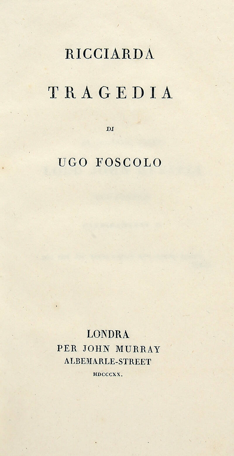 Ricciarda. Tragedia.