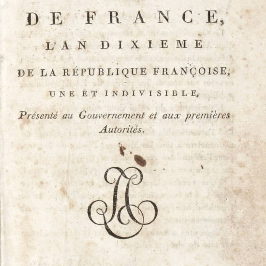 ALMANACH national de France. An X. ALMANACH national de France. An X.