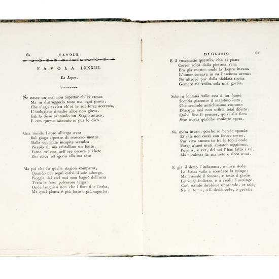 Favole di Luigi Clasio (pseud.) coll'Aggiunta de' Sonetti pastorali del medesimo Autore. Nuova edizione accresciuta e corretta.