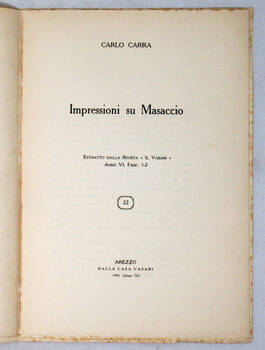 Impressioni su Masaccio. (Estr.)