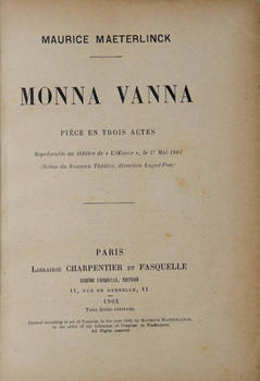Monna Vanna. Pièce en trois actes.