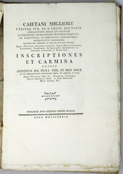Inscriptiones et carmina. Edidit Antonius Ios. Testa...