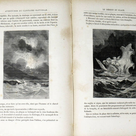 Voyages et aventures du capitaine Hatteras. Les Anglais au pôle nord-Le Désert de glace. 150 Vignettes par Riou.