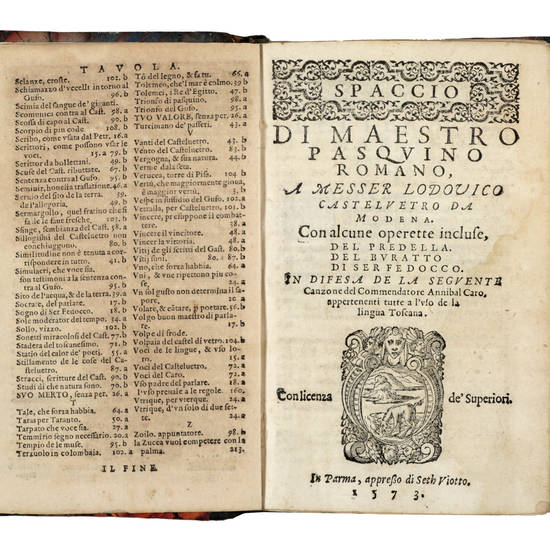 Apologia de gli Academici di Banchi di Roma, contra M. Lodovico Castelvetro da Modena, in forma d'uno spaccio di Maestro Pasquino, con alcune operette incluse, del Predella, del Buratto, di ser Iedocco. In difesa de la seguente canzone del Commendator Ann Apologia de gli Academici di Banchi di Roma, contra M. Lodovico Castelvetro da Modena, in forma d'uno spaccio di Maestro Pasquino, con alcune operette incluse, del Predella, del Buratto, di ser Iedocco. In difesa de la seguente canzone del Commendator Ann