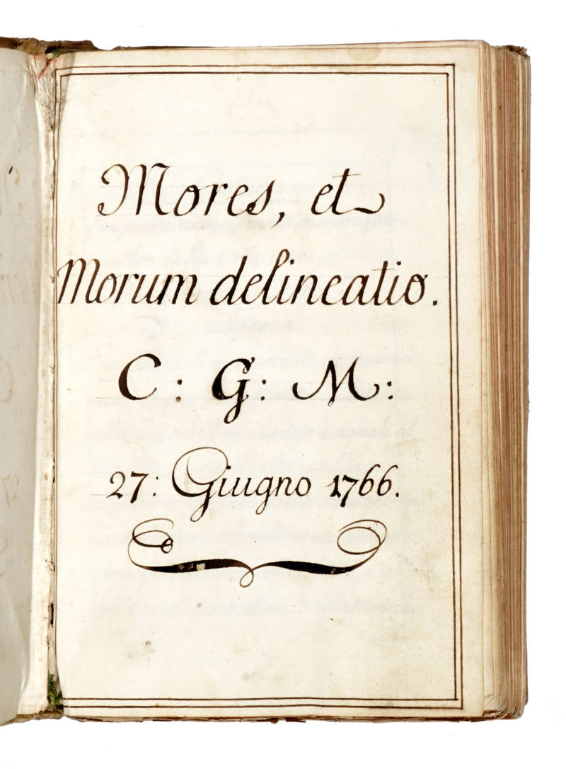 Mores et morum delineatio. C.G.M. 27: giugno 1766. (Tit. lat., testo ital.).