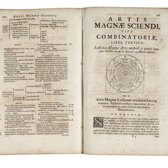 Ars Magna Sciendi, in XII Libros Digesta, qua nova & universali methodo per Artificiosum Combinationum contextum de omni re proposita plurimis & prope infinitis rationibus disputari, omniunque summaria quaedam cognitio comparari potest...