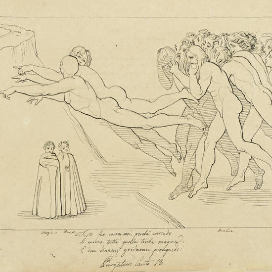 La Divina Commedia di Dante Alighieri, cioè l’Inferno, il Purgatorio, ed il Paradiso. Composto da Giovanni Flaxman scultore inglese, e tratto dall’incisione di Tommaso Piroli romano da Francesco Vason l’anno 1838. (Segue: ) N.7 tavole fatte sulla i La Divina Commedia di Dante Alighieri, cioè l’Inferno, il Purgatorio, ed il Paradiso. Composto da Giovanni Flaxman scultore inglese, e tratto dall’incisione di Tommaso Piroli romano da Francesco Vason l’anno 1838. (Segue: ) N.7 tavole fatte sulla i