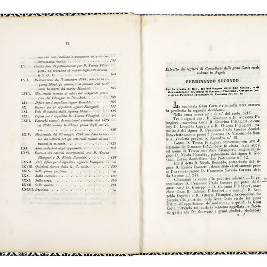 DECISIONE profferita dalla terza Camera della Gran Corte di Napoli nel dì 20 Settembre 1845 sullo stato della signora Teresa Filangieri del fu Cesare principe d'Arianello. DECISIONE profferita dalla terza Camera della Gran Corte di Napoli nel dì 20 Settembre 1845 sullo stato della signora Teresa Filangieri del fu Cesare principe d'Arianello.