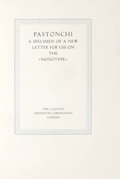 A Specimen of a new Letter for Use on the "Monotype".