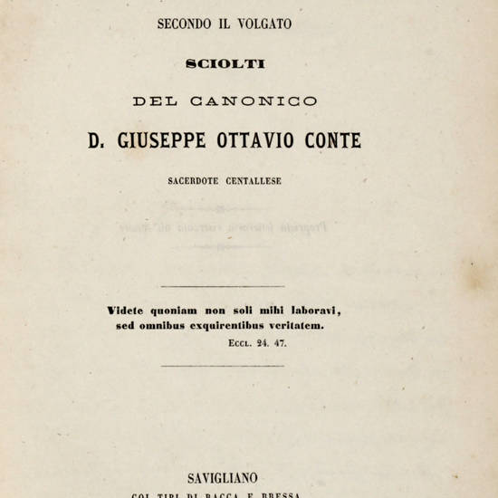 Il Libro di Giobbe secondo volgato, sciolti...
