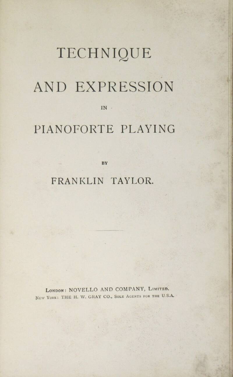 Technique and expression in Pianoforte Playing.