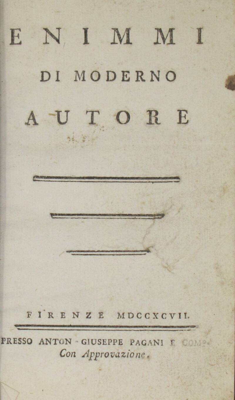 ENIMMI di moderno autore. ENIMMI di moderno autore.