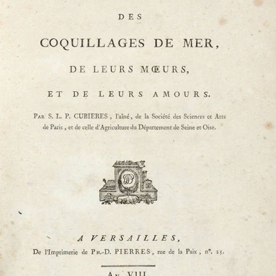 Histoire abrégèe des coquillages de Mer, de Leurs Moeurs et de Leurs Amours.