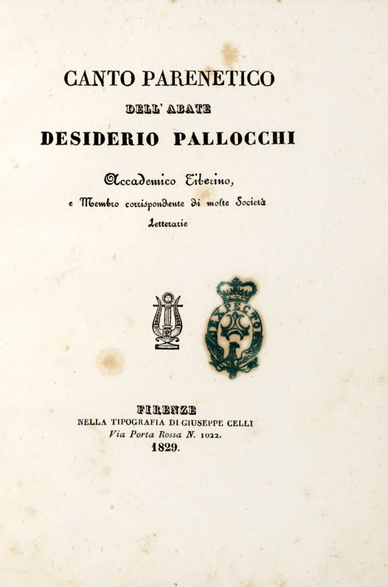 Canto Parenetico dell'Abate Desiderio Pallocchi. Canto Parenetico dell'Abate Desiderio Pallocchi.
