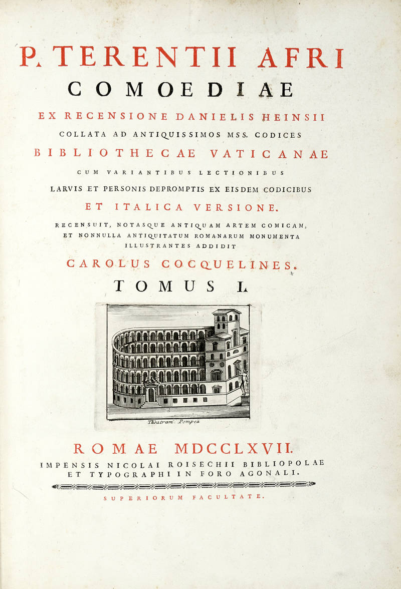 Comoediae ex recensione Danielis Heinsii collata ad antiquissimos mss. Codices Bibliothecae Vaticanae.....(Tomus I - Tomus II).
