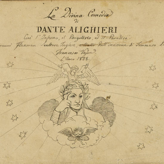 La Divina Commedia di Dante Alighieri, cioè l’Inferno, il Purgatorio, ed il Paradiso. Composto da Giovanni Flaxman scultore inglese, e tratto dall’incisione di Tommaso Piroli romano da Francesco Vason l’anno 1838. (Segue: ) N.7 tavole fatte sulla i La Divina Commedia di Dante Alighieri, cioè l’Inferno, il Purgatorio, ed il Paradiso. Composto da Giovanni Flaxman scultore inglese, e tratto dall’incisione di Tommaso Piroli romano da Francesco Vason l’anno 1838. (Segue: ) N.7 tavole fatte sulla i