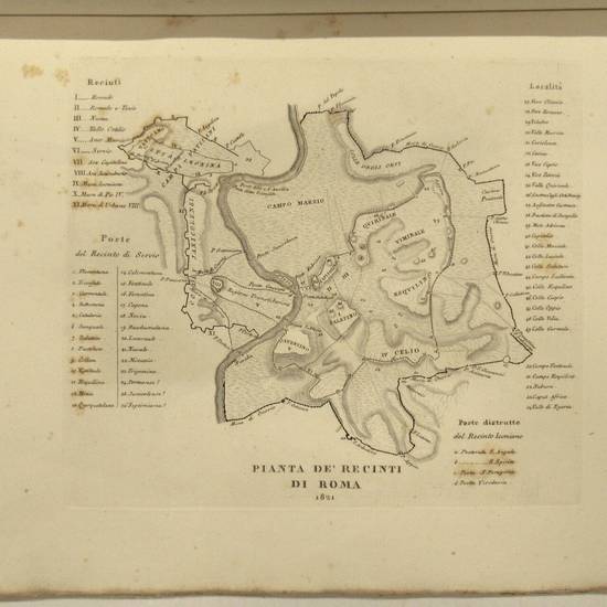 Indicazione antiquaria della raccolta di vedute rappresentanti i punti più interessanti delle mura di Roma.
