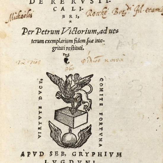 De re rustica libri. Per Petrum Victorium, ad veterum exemplarium fidem suae integritati restituti. De re rustica libri. Per Petrum Victorium, ad veterum exemplarium fidem suae integritati restituti.