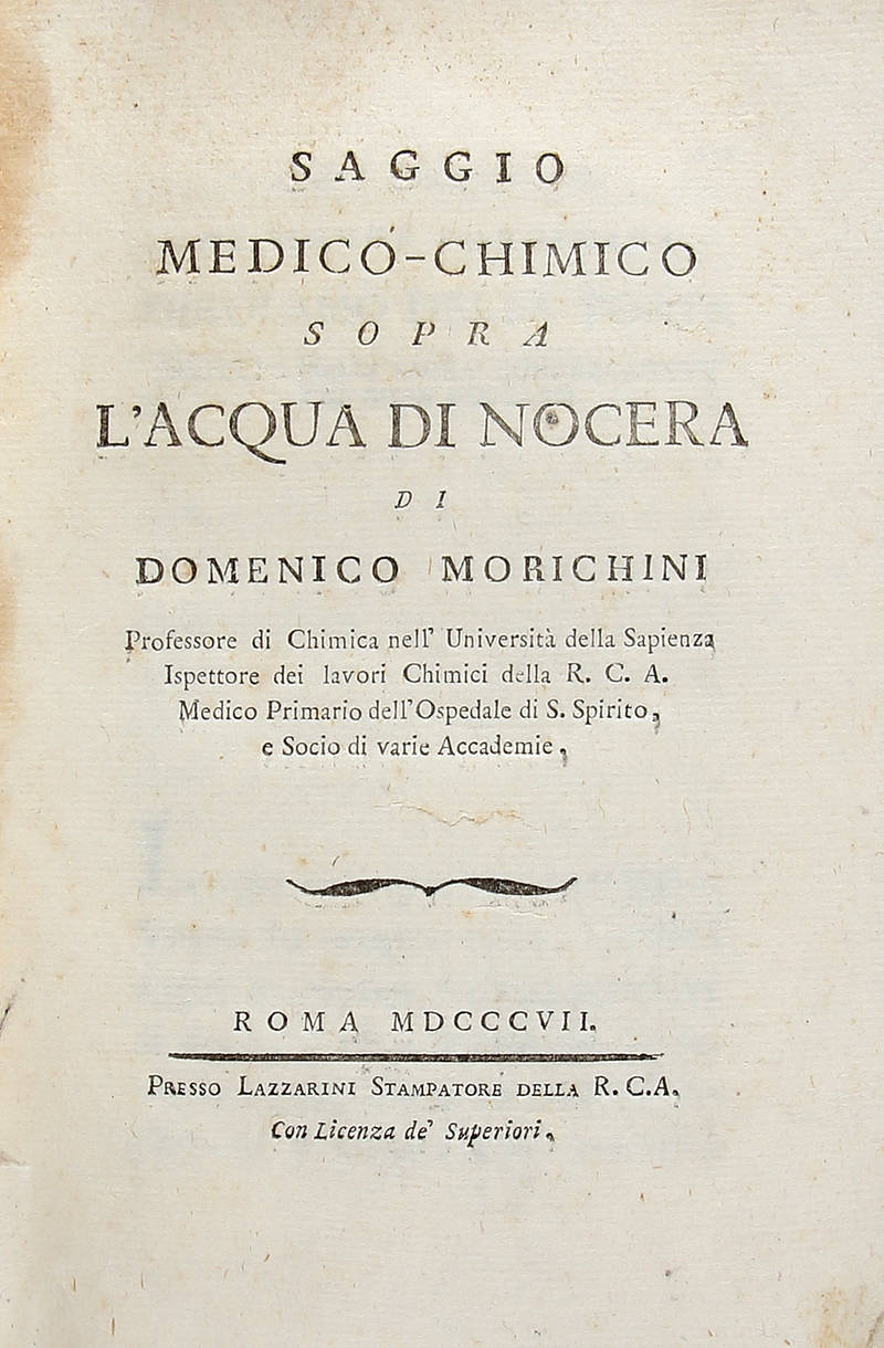 Saggio medico-chimico sopra l'Acqua di Nocera.