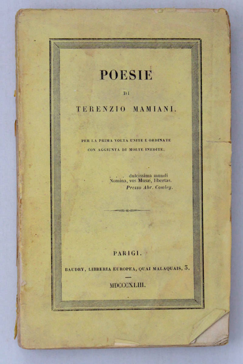 Poesie...per la prima volta unite e ordinate con aggiunta di molte inedite.