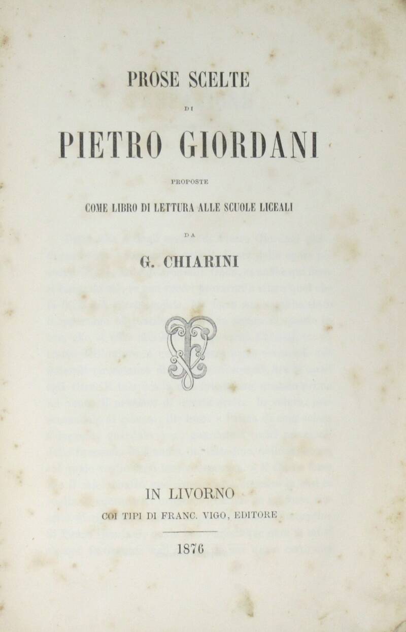 Poesie scelte, proposte come libro di lettura alle scuole liceali da G. Chiarini. Poesie scelte, proposte come libro di lettura alle scuole liceali da G. Chiarini.