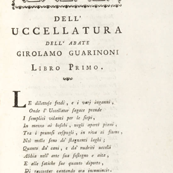L'uccellatura. Poema dedicato a Lorenzo Rezzonico ... L'uccellatura. Poema dedicato a Lorenzo Rezzonico ...