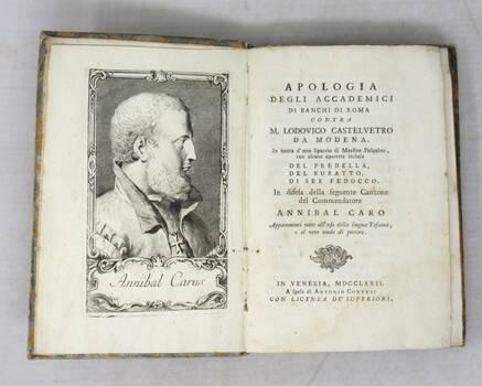 Apologia Degli Accademici di Banchi di Roma contra M. Lodovico Castelvetro da Modena...con alcune operette incluse Del Predella, Del Buratto, Di Ser Fedocco. In difesa della seguente Canzone del Commendatore Annibal Caro.