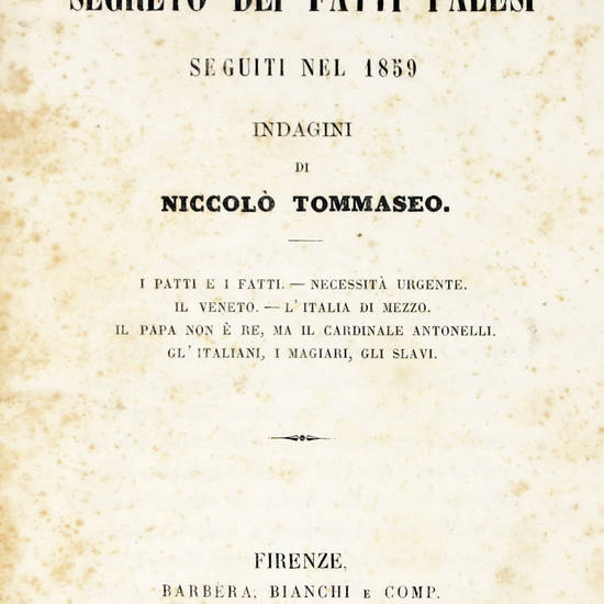 Il segreto dei fatti palesi seguiti nel 1859...