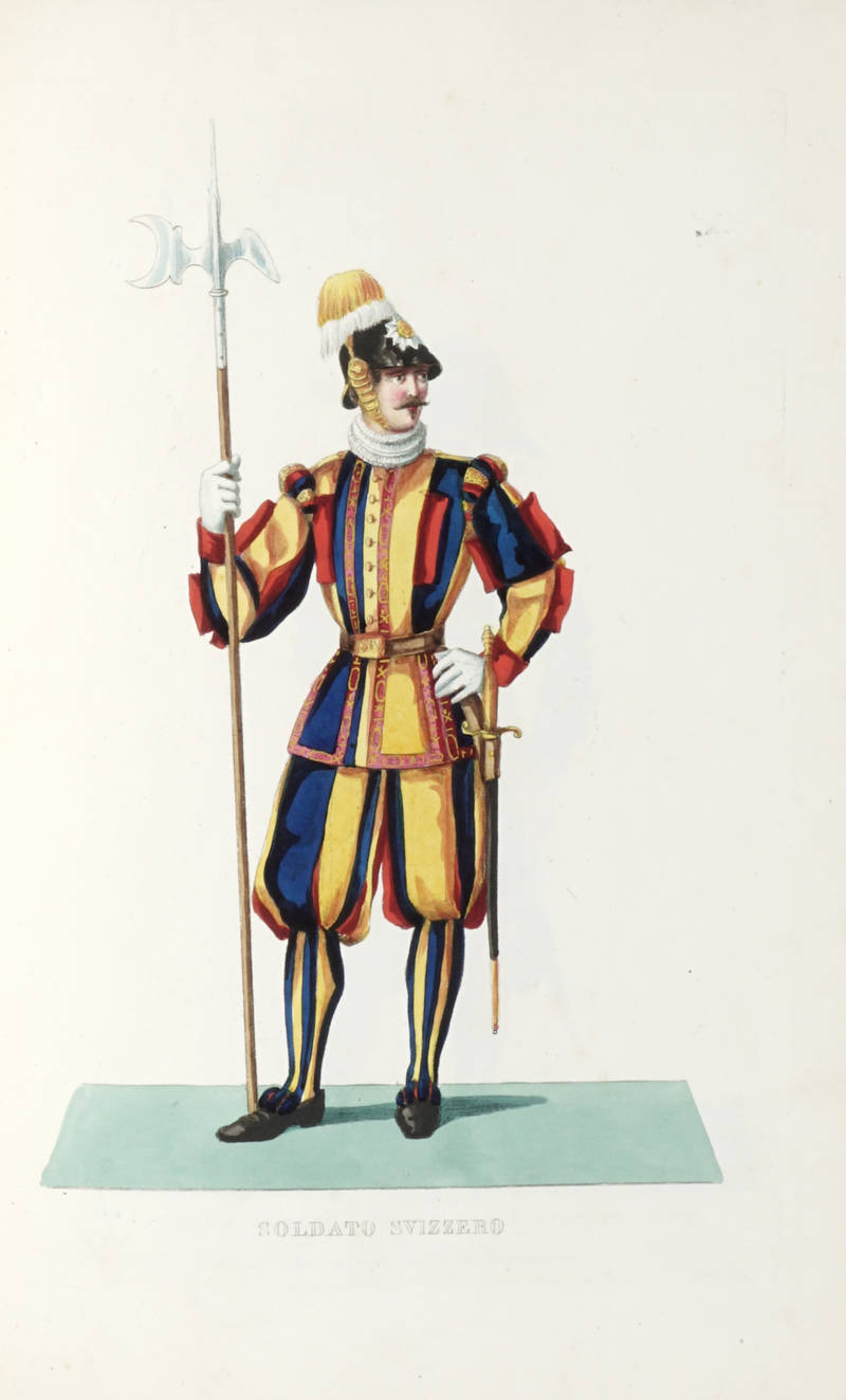 Raccolta dei principali costumi religiosi e militari della Corte Pontificia, disegnati e incisi da Salvatore Marroni. Raccolta dei principali costumi religiosi e militari della Corte Pontificia, disegnati e incisi da Salvatore Marroni.