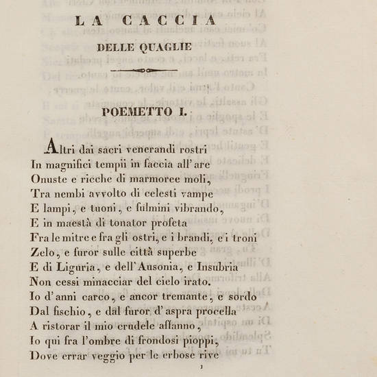 Le caccie. Poemetti.