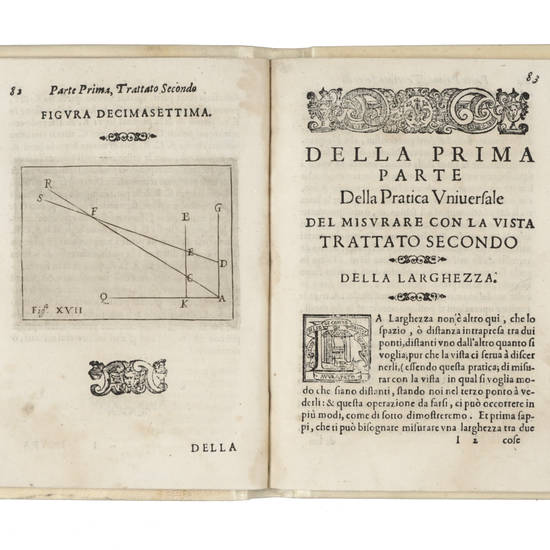 Pratica universale facilissima et breve di misurare con la vista... (parte I). Della pratica unte del misurare con la vista... (Parte II).