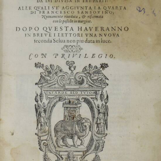 Selva di varia lettione...da lui divisa in tre parti: alle quali s'è aggiunta la quarta di Francesco Sansovino...Dopo questa haveranno in breve i lettori una nuova seconda Selva non più data in luce. Selva di varia lettione...da lui divisa in tre parti: alle quali s'è aggiunta la quarta di Francesco Sansovino...Dopo questa haveranno in breve i lettori una nuova seconda Selva non più data in luce.