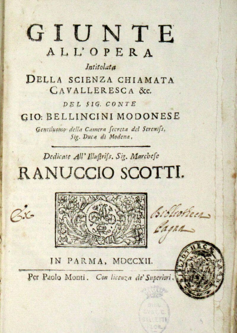 Giunte all'opera Intitolata Della Scienza Chiamata Cavalleresca (di Scipione Maffei).