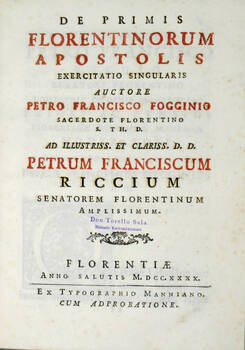 De primis florentinorum apostolis...