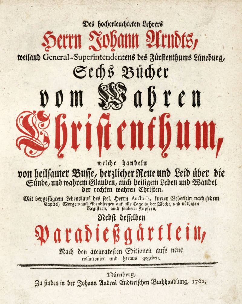 Sechs Bücher vom Wahren Christenthum... Sechs Bücher vom Wahren Christenthum...
