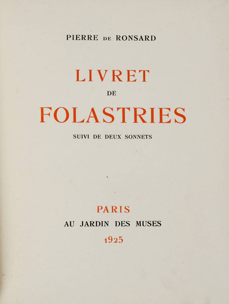 Livret de folastries, suivi de deux Sonnets. Livret de folastries, suivi de deux Sonnets.