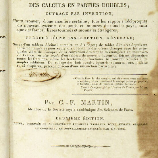Les tables de Martin, ou le régulateur universel des calculs en parties doubles...Deuxième edition...